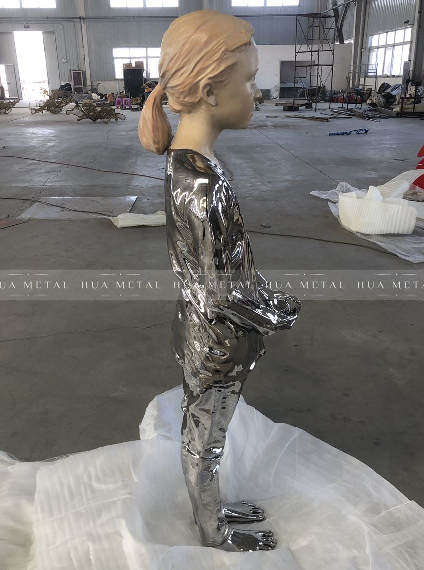 Stainless Steel cast girl sculpture for sculpture by the sea